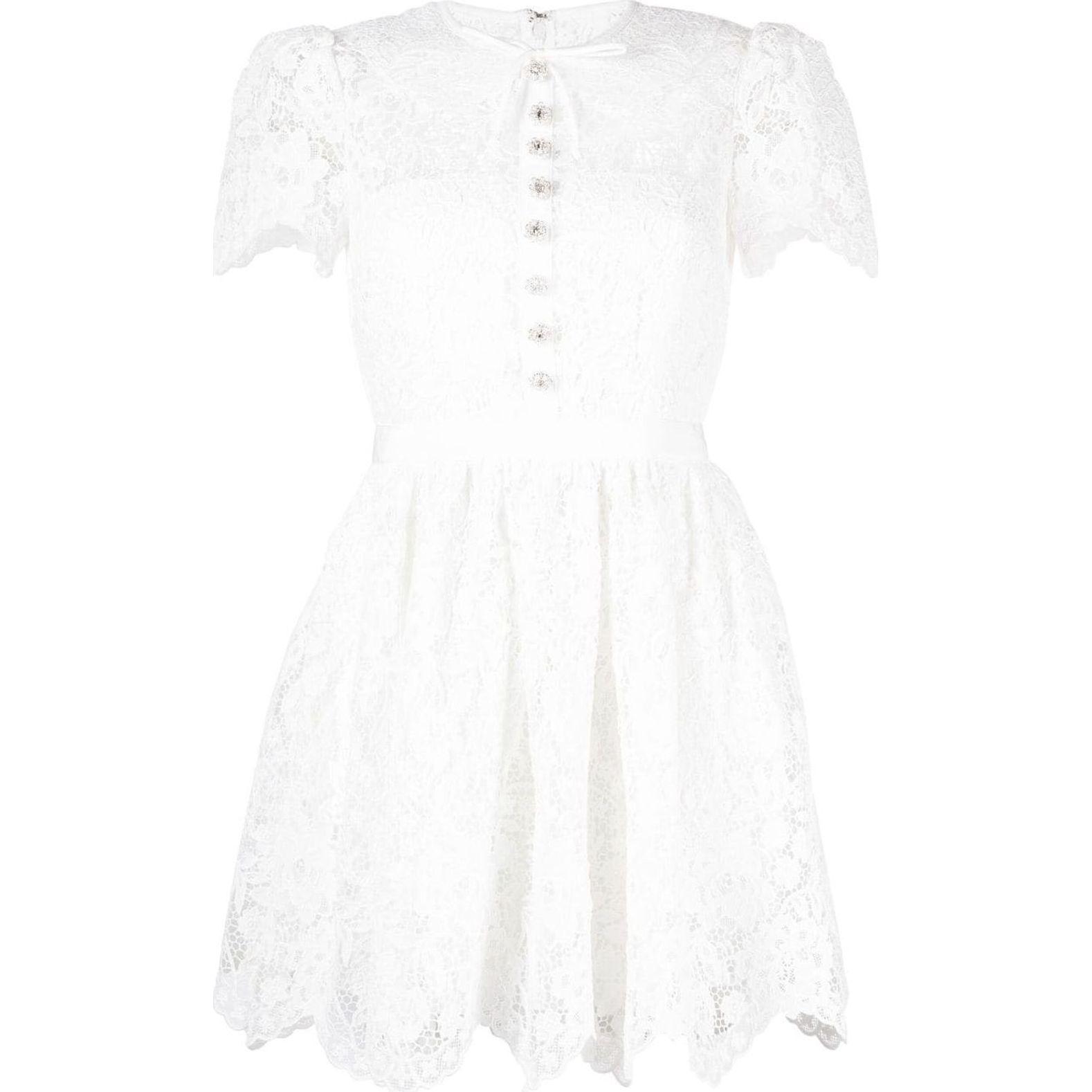 Mini suknelė moterims, Balta, Cord lace collar mini dress