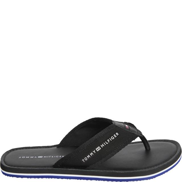 Pliažo šlepetės per pirštą vyrams, Juoda, Leather flip flops