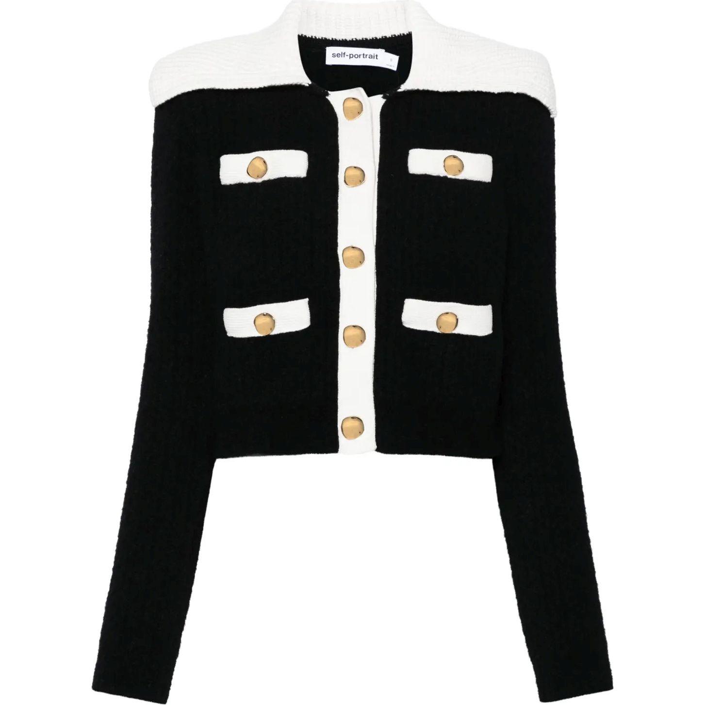 Kardiganas moterims, Juoda, Contrast-trim cardigan