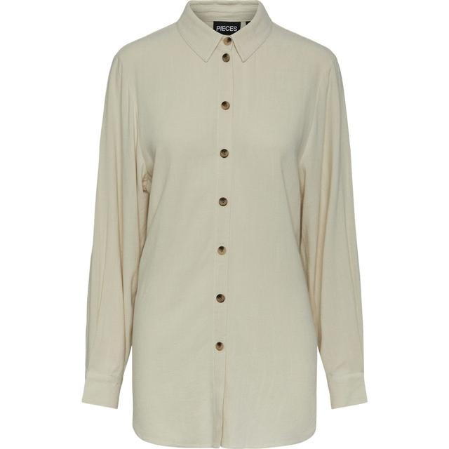 Marškiniai moterims, Pilka, PCVINSTY LS OVERSIZE