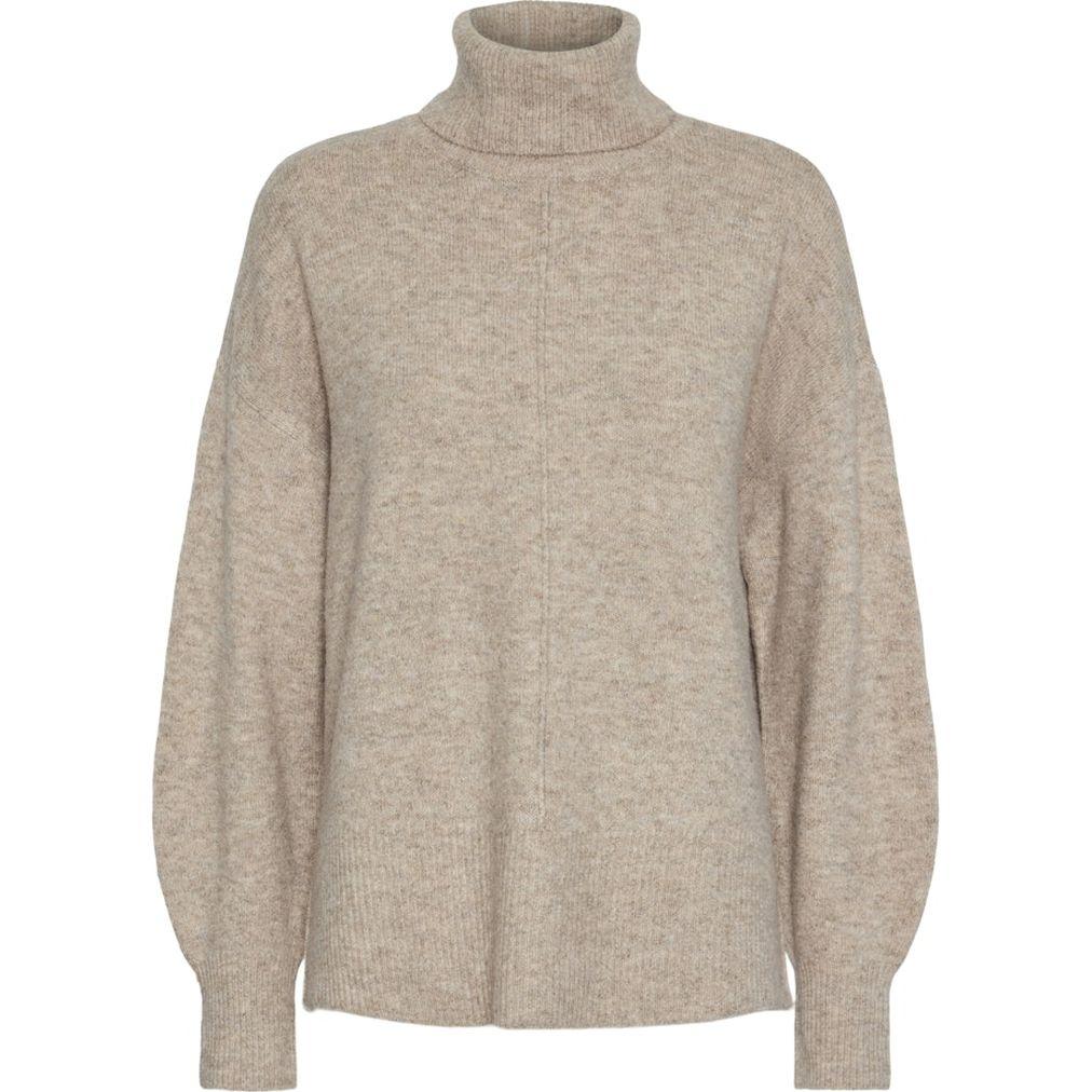 Megztinis su kaklu moterims, Smėlio, Malou rollneck knit