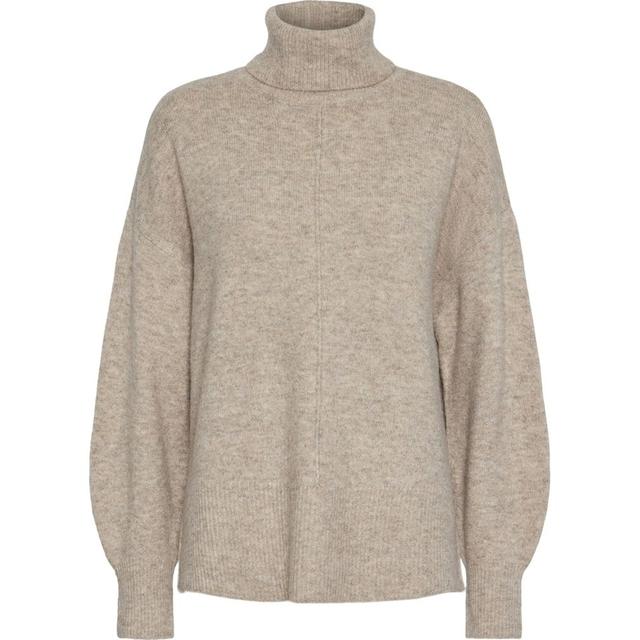 Megztinis su kaklu moterims, Smėlio, Malou rollneck knit