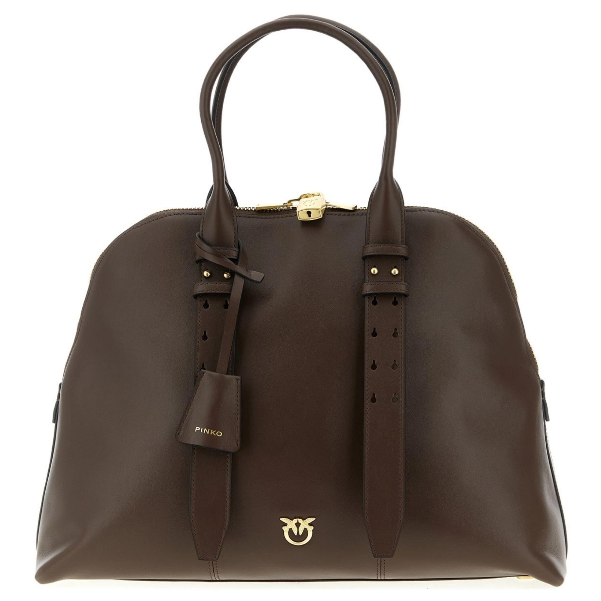 Rankinė per petį moterims, Ruda, Bowling bag vitello morbido