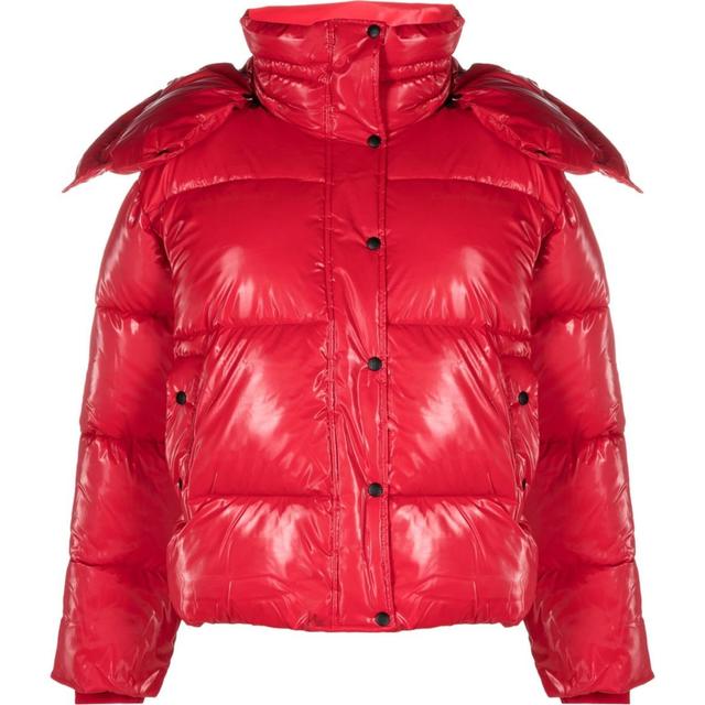 Pūkinė striukė moterims, Raudona, High filled wide puffer jacket