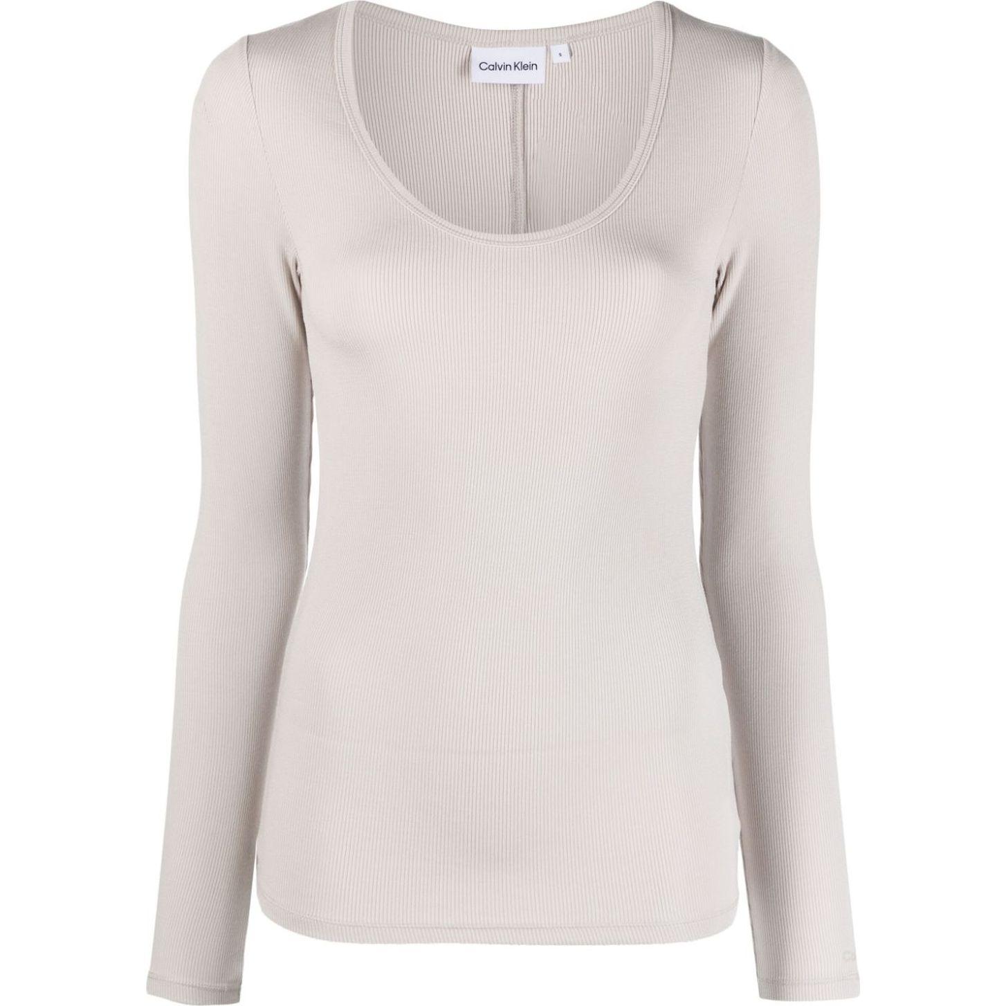 Palaidinės moterims, Pilka, Modal rib scoop neck ls top