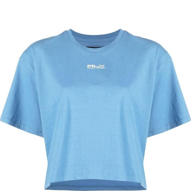 Marškinėliai trump. rankovėmis moterims, Mėlyna, Short sleeve cropped t-shirt