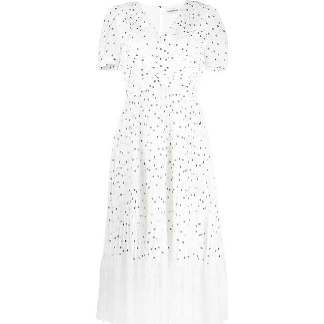 Midi suknelė moterims, Balta, Chiffon crossover midi dress