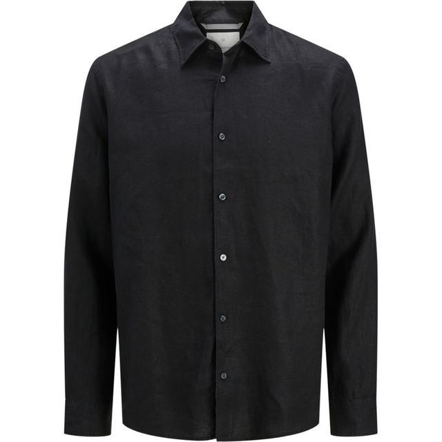 Marškiniai ilgomis rankovėmis vyrams, Juoda, Lawrence linen shirt