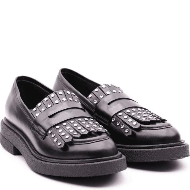 Loaferiai moterims, Juoda, Brook fringe loafers