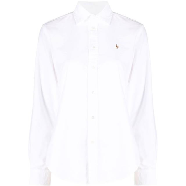 Marškiniai ilgomis rankovėmis moterims, Balta, Long sleeve button front shirt