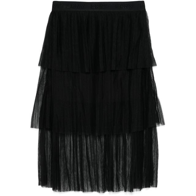 Maxi sijonas moterims, Juoda, Tiered plisse mesh skrit