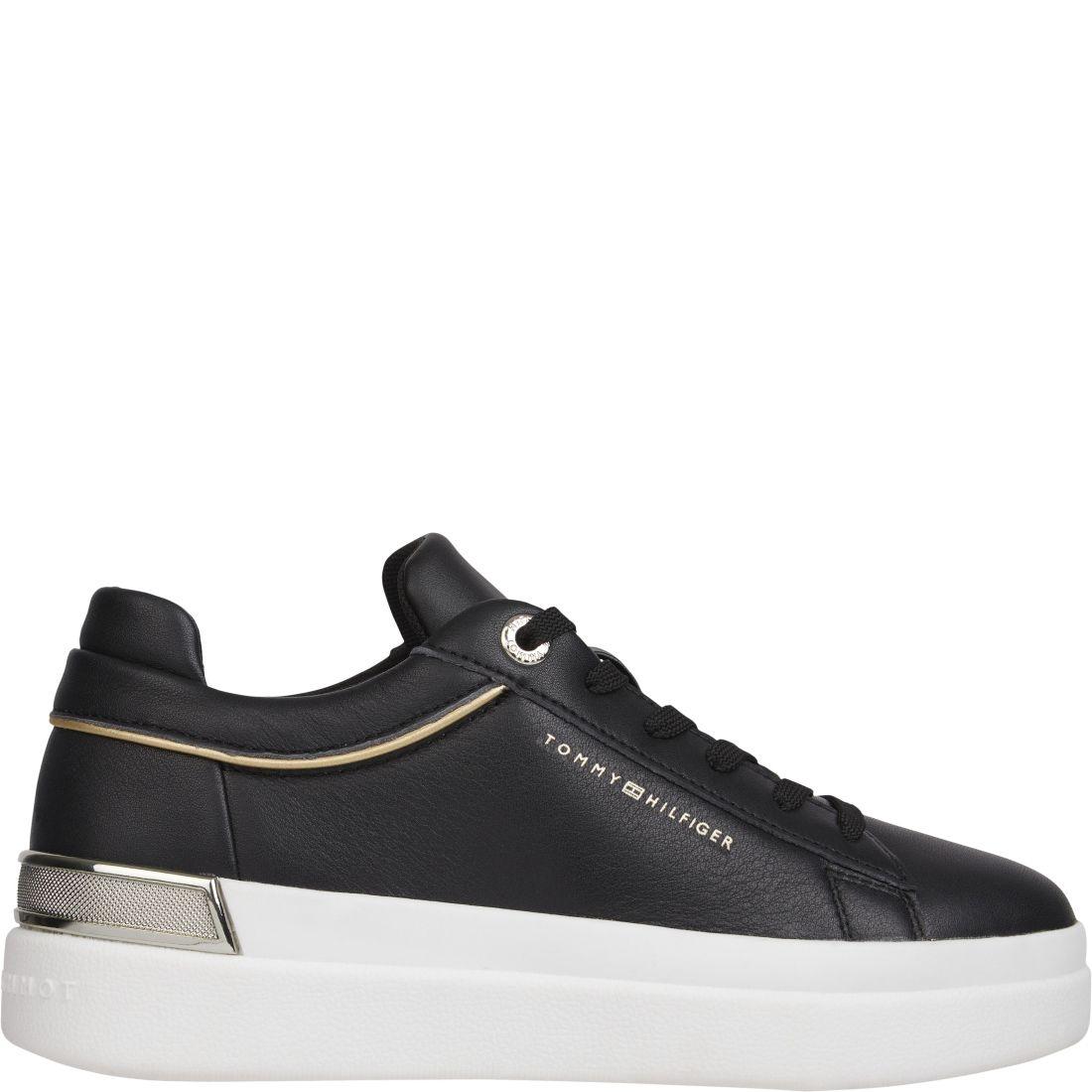 Sportiniai bateliai moterims, Juoda, Lux metallic cupsole sneaker