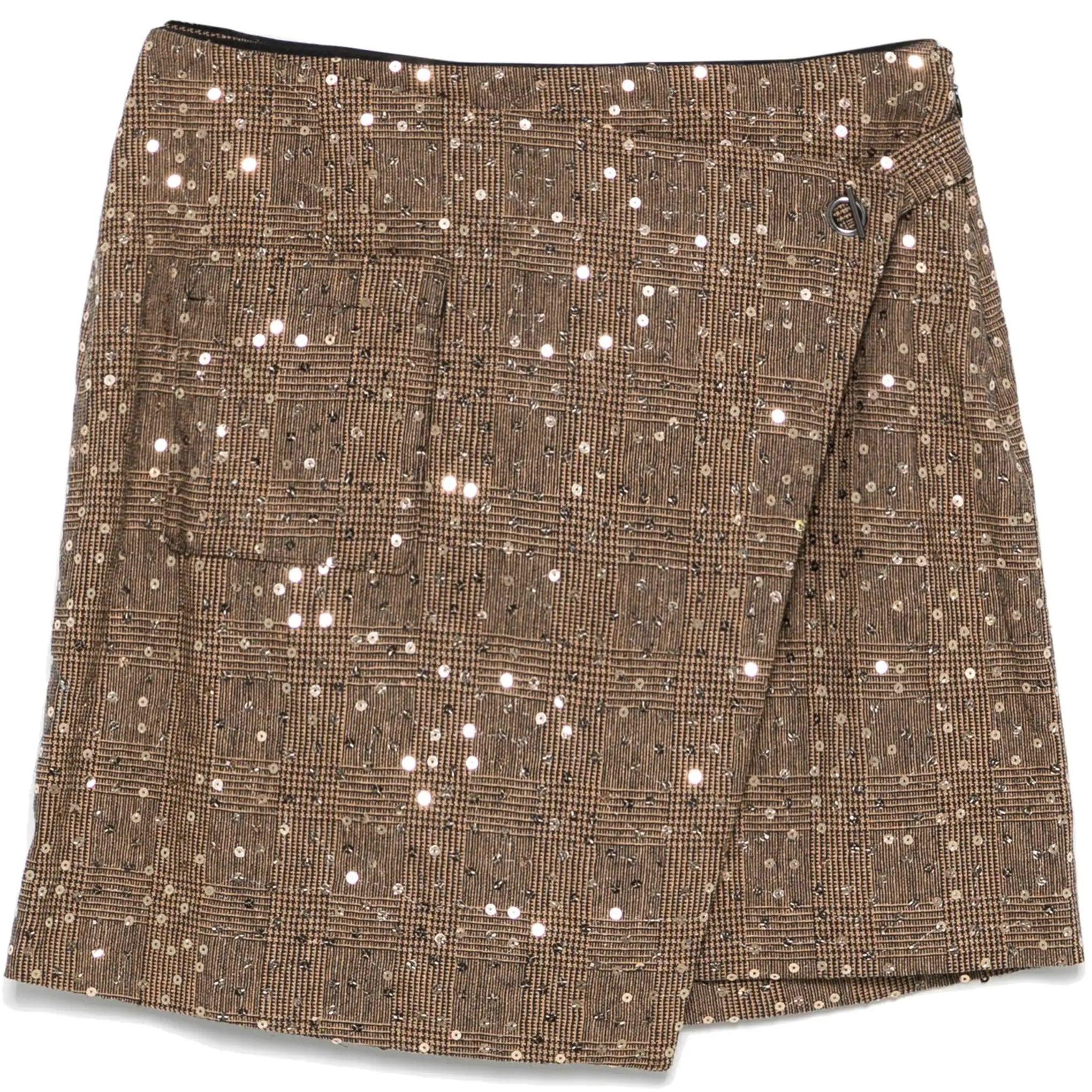 Mini sijonas moterims, Marga, Sequin plaid mini skirt