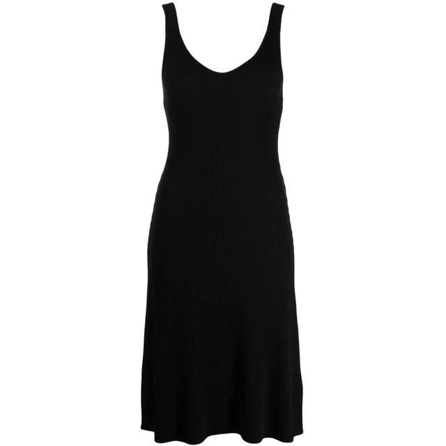 Megzta suknelė moterims, Juoda, Rib dress