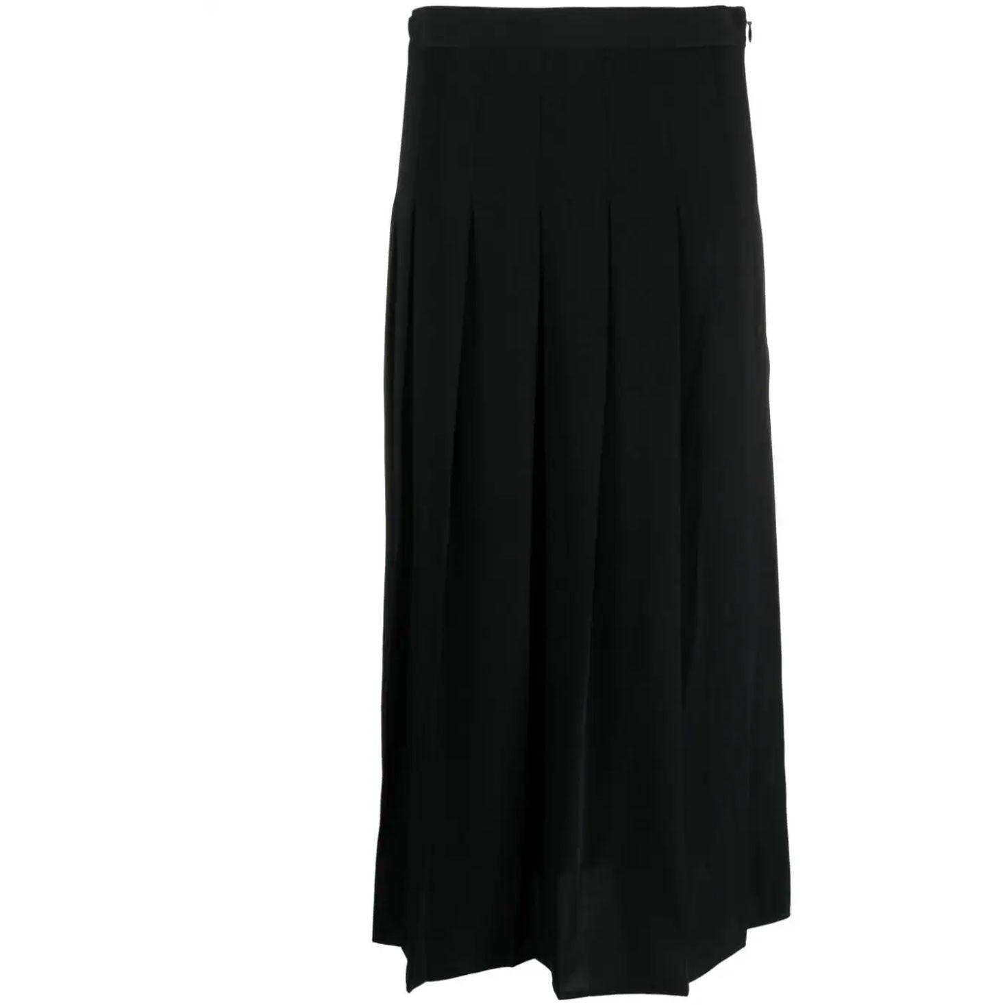 Midi sijonas moterims, Juoda, Plate midi skirt