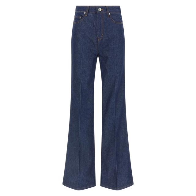 Platėjantys džinsai moterims, Mėlyna, Flare fit jeans