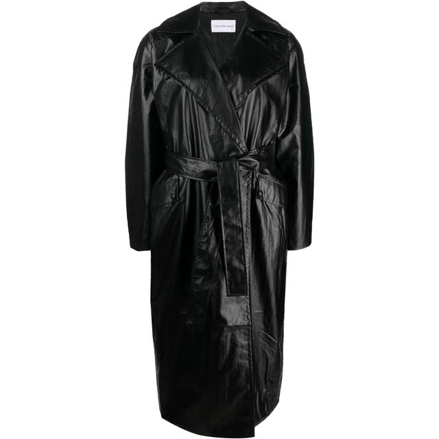 Odinis švarkas moterims, Juoda, Glossy trench coat