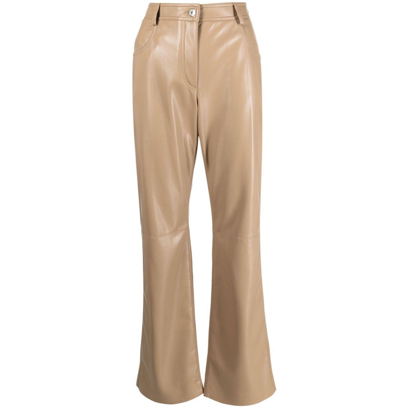 Laisvalaikio kelnės moterims, Smėlio, Faux leather pants