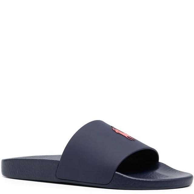Pliažo šlepetės per pirštą vyrams, Mėlyna, Polo slide sandals