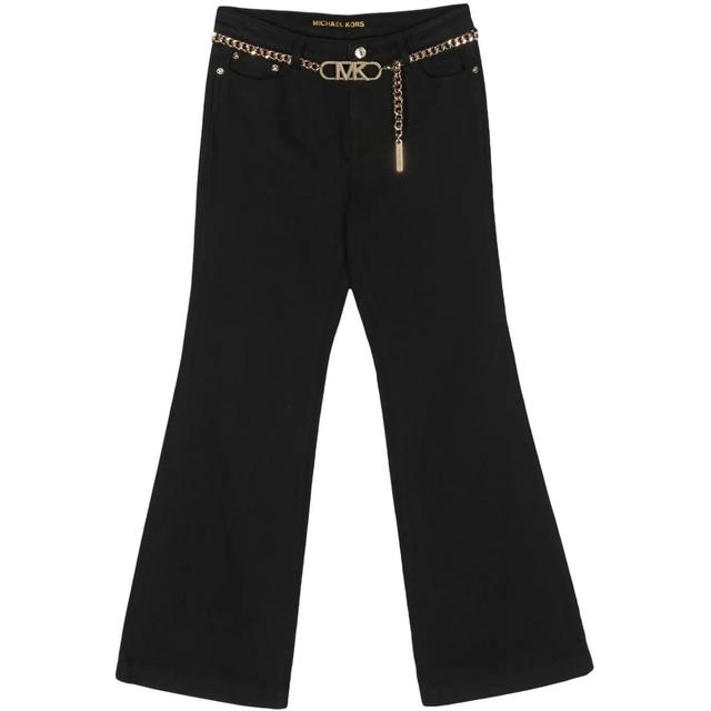 Platėjantys džinsai moterims, Juoda, Flare chain belt jean