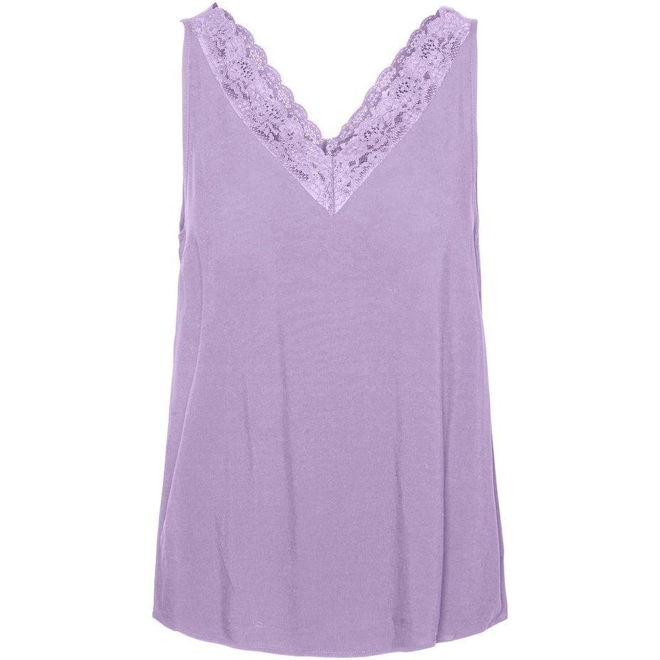 Palaidinės moterims, Violetinė, VMASTA LACE V-NECK SI