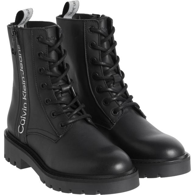 Aulinukai moterims, Juoda, Combat laceup boot zip