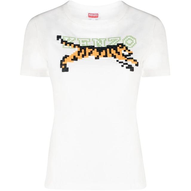 Marškinėliai trump. rankovėmis moterims, Balta, Kenzo pixel classic t-shirt