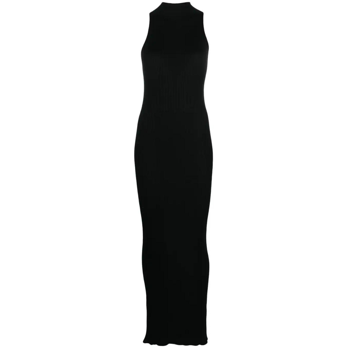 Maxi suknelė moterims, Juoda, Ribbed sleeveless maxi dress