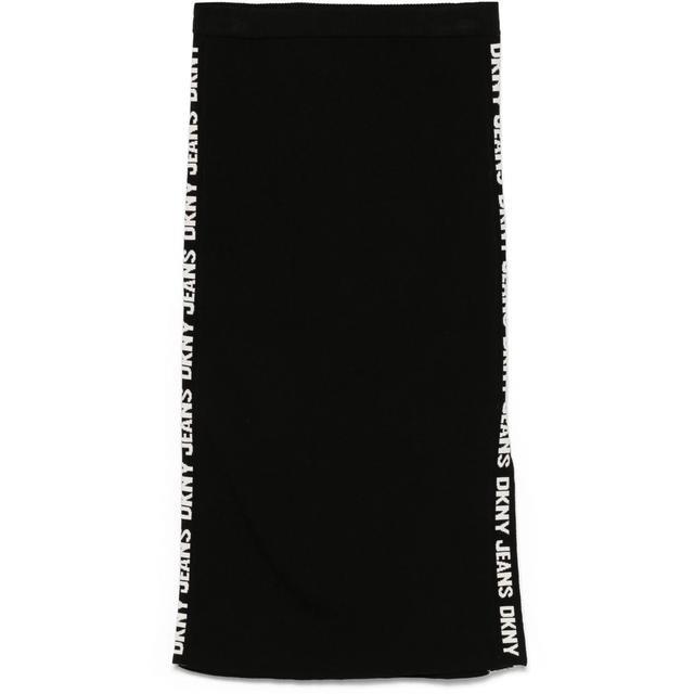 Midi sijonas moterims, Juoda, Side logo rib midi s