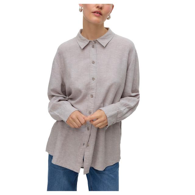 Marškiniai ilgomis rankovėmis moterims, Pilka, Linn