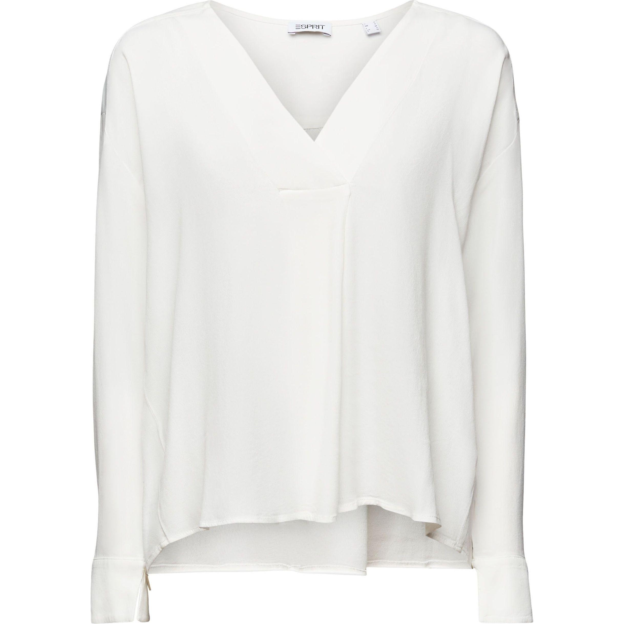 Palaidinės moterims, Balta, Cr?pe V-Neck Blouse