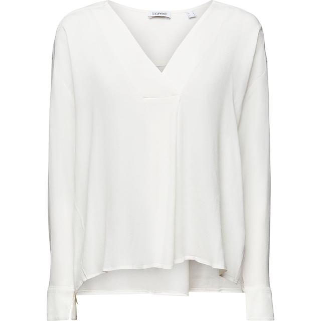 Palaidinės moterims, Balta, Cr?pe V-Neck Blouse