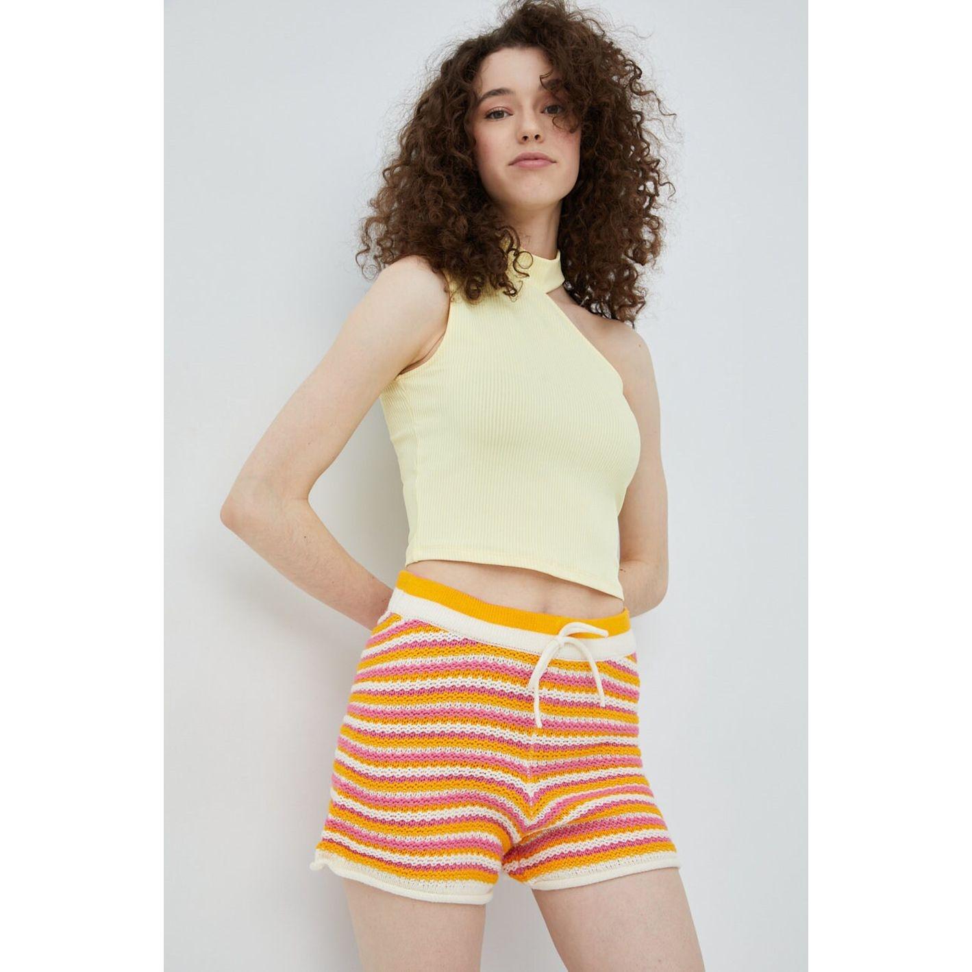 Šortai moterims, Geltona, NMDEE HW KNIT SHORTS