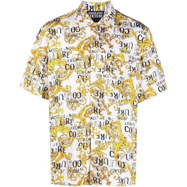 Marškiniai trump. rankovėmis vyrams, Balta, Print logo baroque shirts