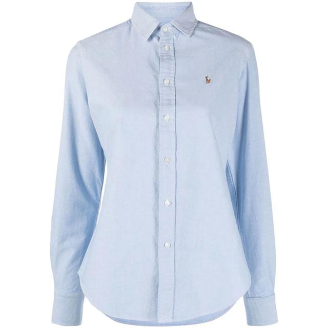 Marškiniai ilgomis rankovėmis moterims, Mėlyna, Long sleeve button front shirt