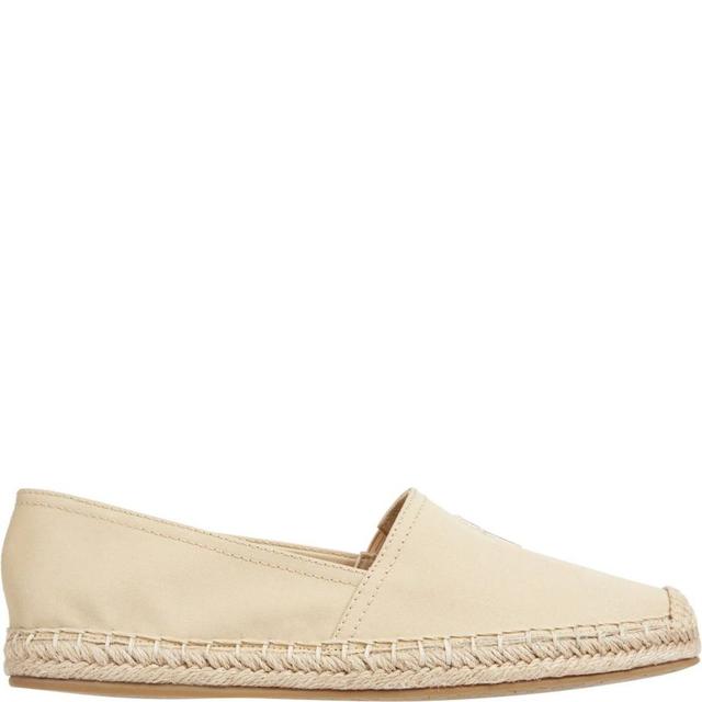 Loaferiai moterims, Smėlio, Embroidered flat espadrille