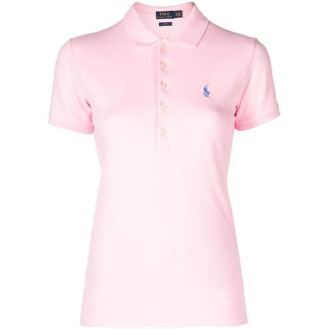 Polo marškiniai trumpos rank. moterims, Rožinė, Slim fit stretch polo shirt