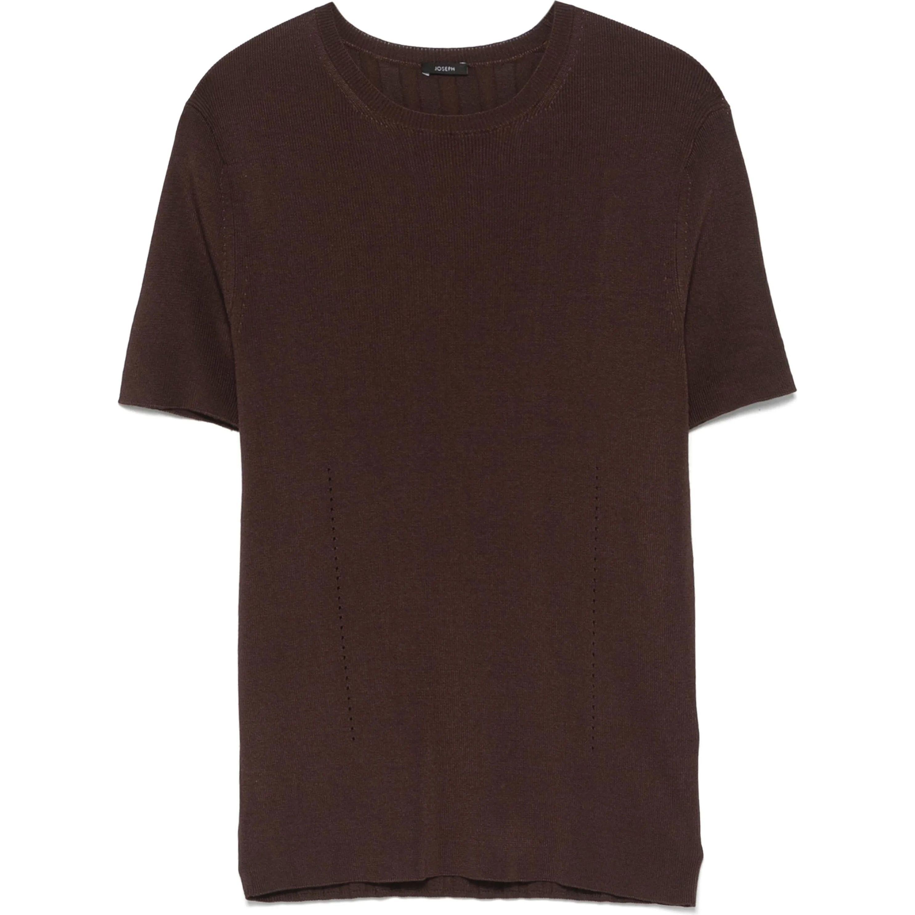 JOSEPH 4 Marškinėliai trump. rankovėmis moterims, Ruda, Ribbed t-shirt