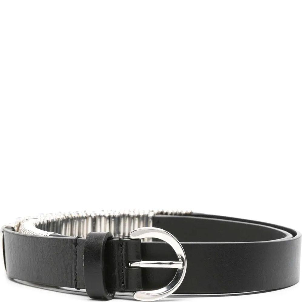 Diržas moterims, Juoda, Belt with metal loops