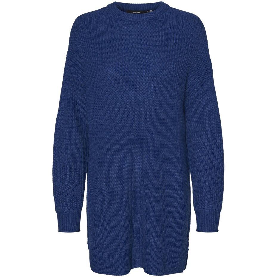 Mini suknelė moterims, Mėlyna, VMLEA LS O-NECK SHORT