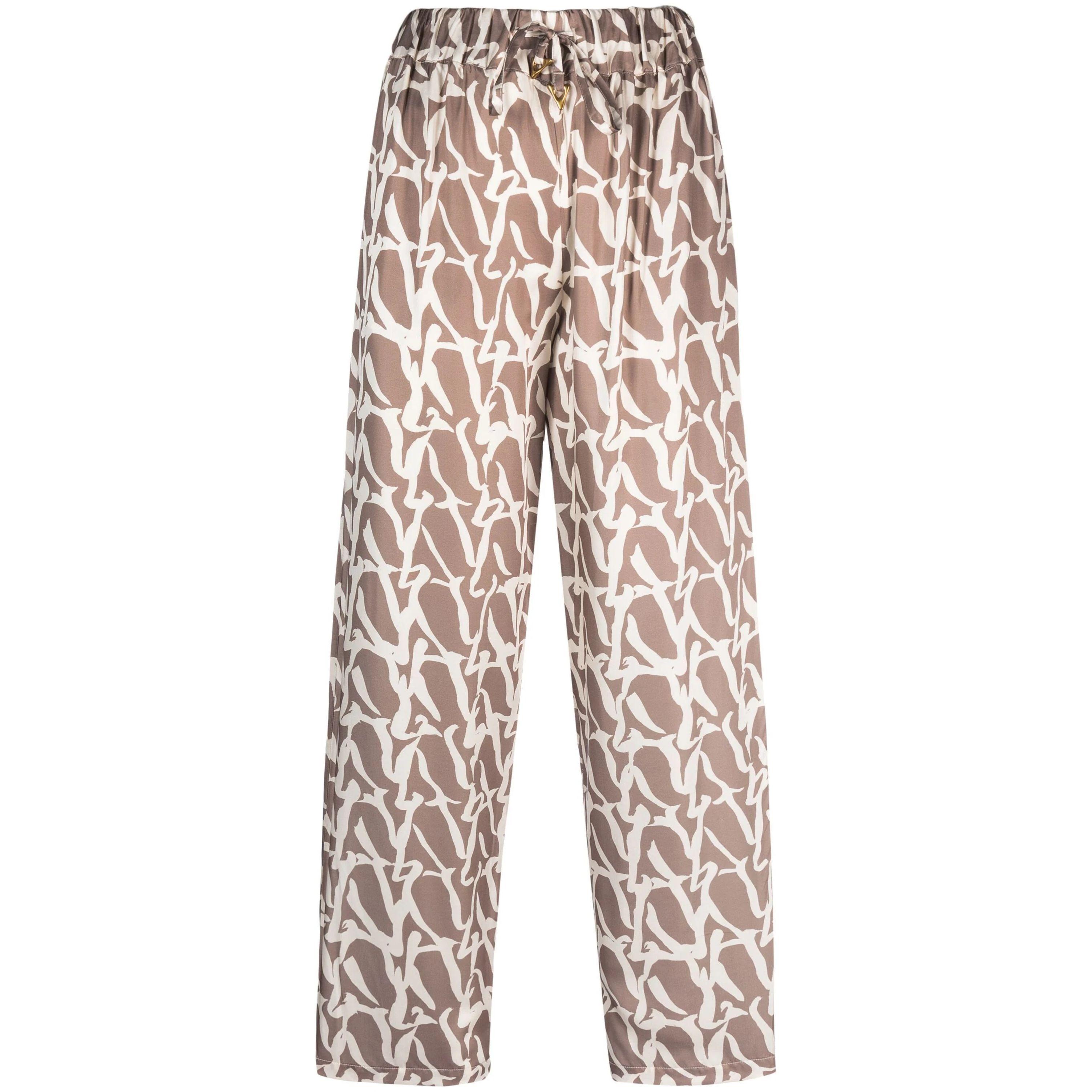 Laisvalaikio kelnės moterims, Marga, Silk print drawstring pants