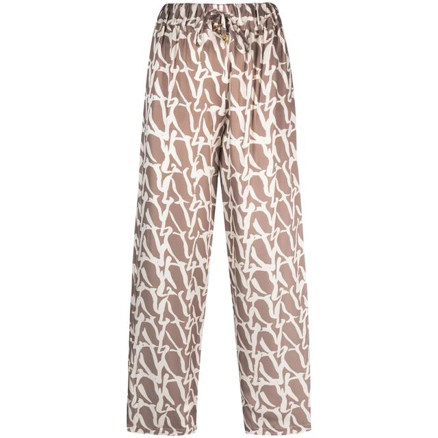 Laisvalaikio kelnės moterims, Marga, Silk print drawstring pants