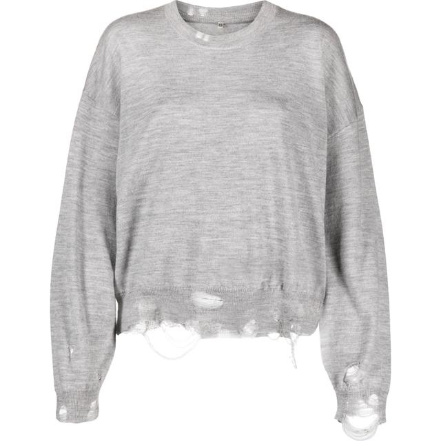 Megztinis moterims, Pilka, Distressed cropped pullover
