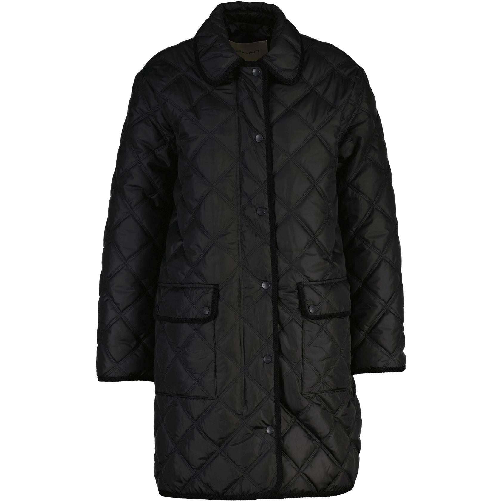 Paltas moterims, Juoda, quilted coat with cord trim