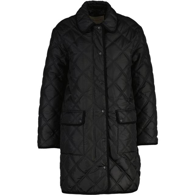 Paltas moterims, Juoda, quilted coat with cord trim