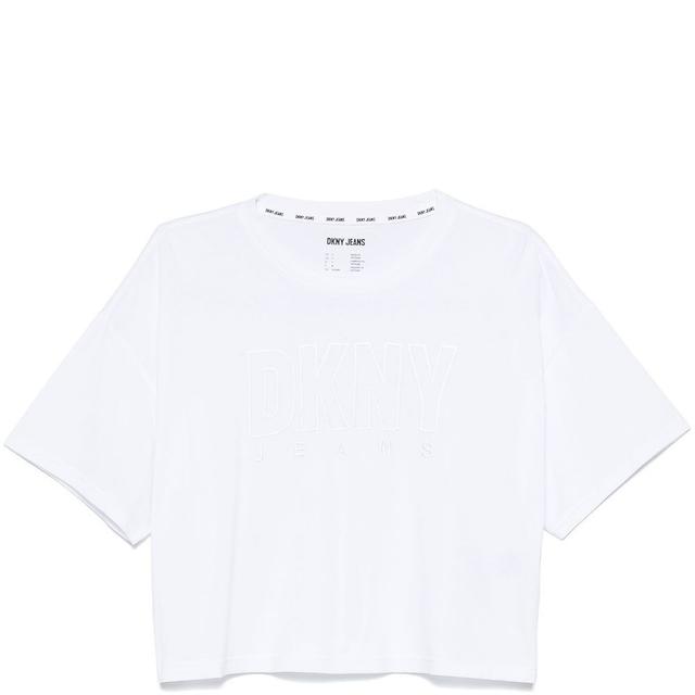Palaidinės moterims, Balta, Logo cropped boxy tee