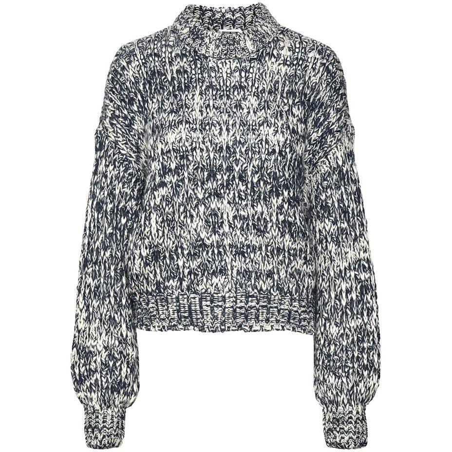 Megztinis moterims, Mėlyna, NMSPECKLE L/S O-NECK