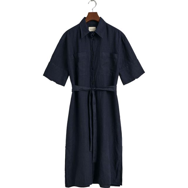 Midi suknelė moterims, Mėlyna, REL LINEN SS SHIRT DRESS