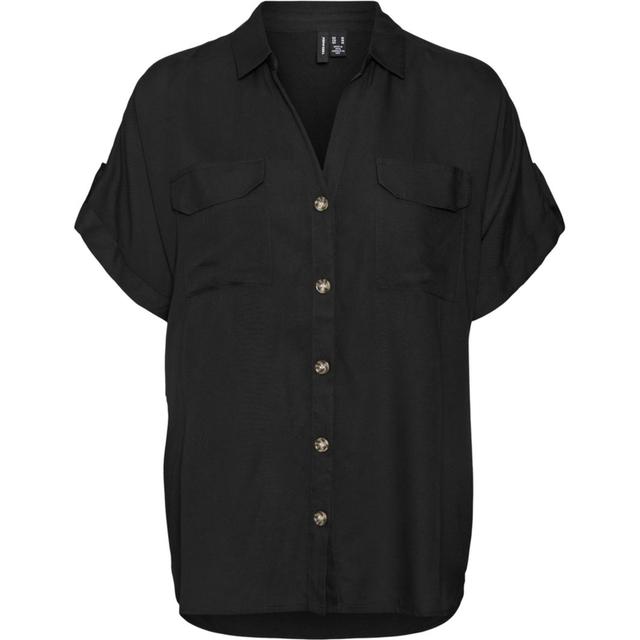 Marškiniai trump. rankovėmis moterims, Juoda, Bumpy shirs