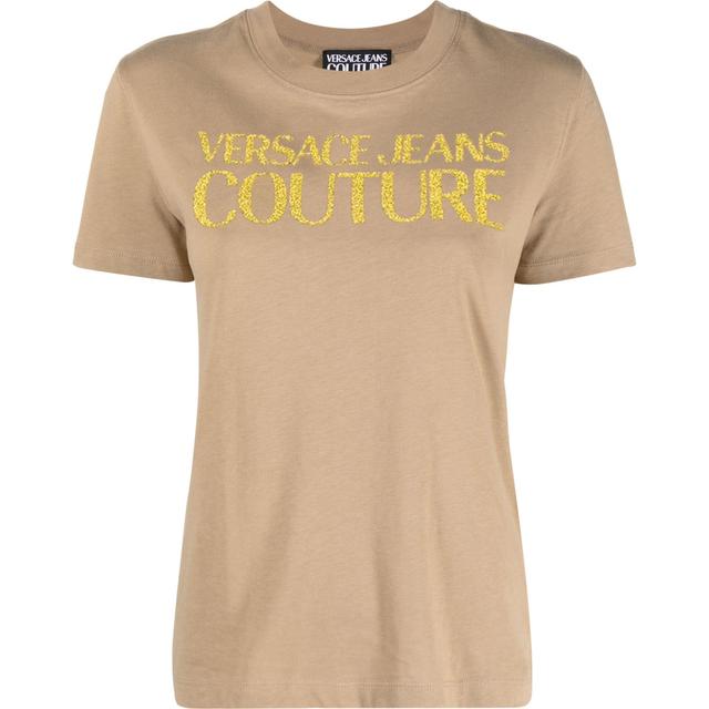 Marškinėliai trump. rankovėmis moterims, Mėlyna, Glittered-logo cotton t-shirt